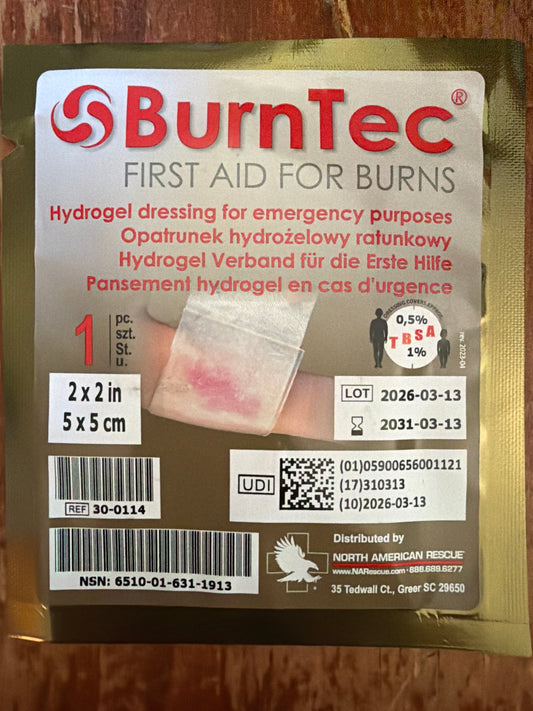 BurnTec Hydrogel Burn Dressing – Emergency Burn Care Dressing (Multiple Sizes)