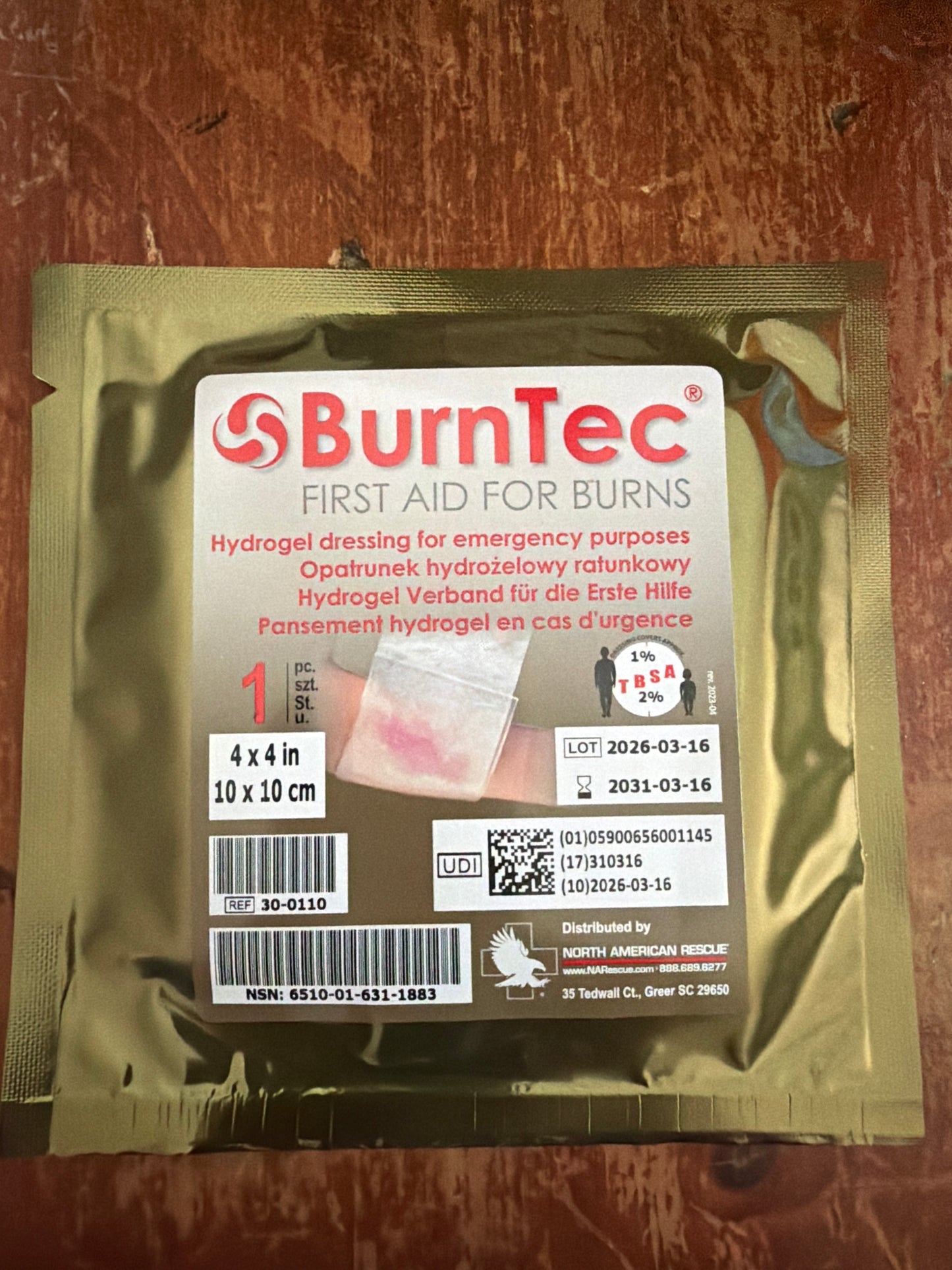 BurnTec Hydrogel Burn Dressing – Emergency Burn Care Dressing (Multiple Sizes)