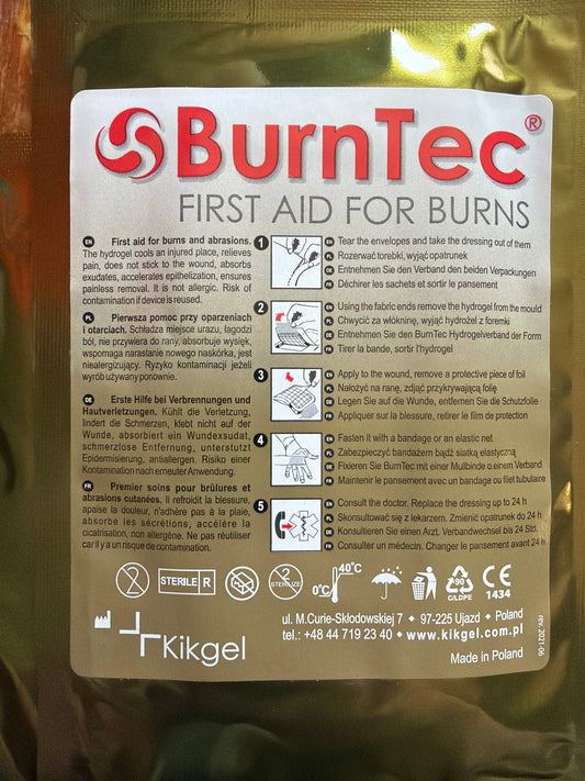 BurnTec Hydrogel Burn Dressing – Emergency First Aid Burn Pad (2.5” x 5”) | Sterile Cooling Burn Care