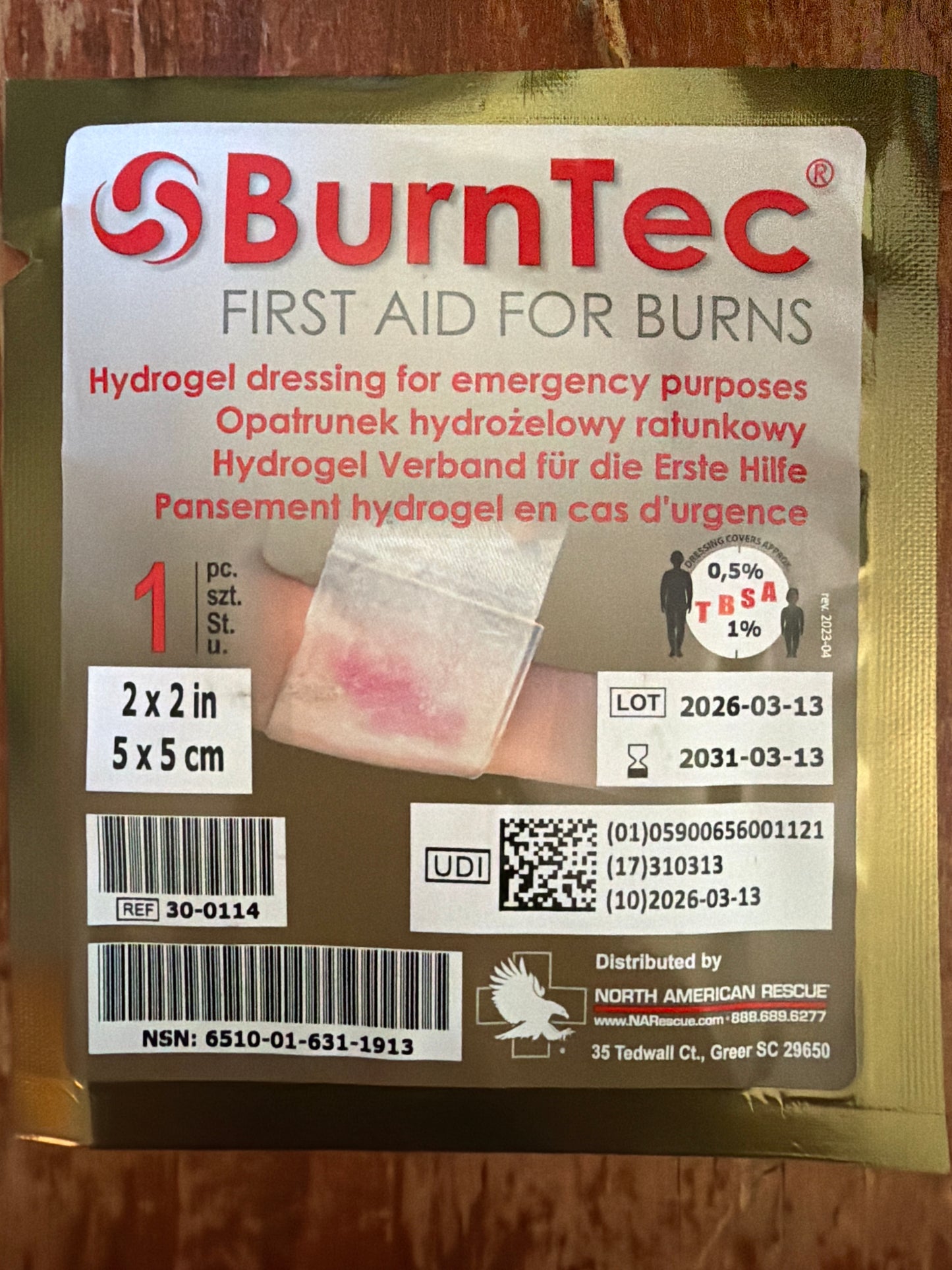 BurnTec Hydrogel Burn Dressing – Emergency Burn Care Dressing (Multiple Sizes)