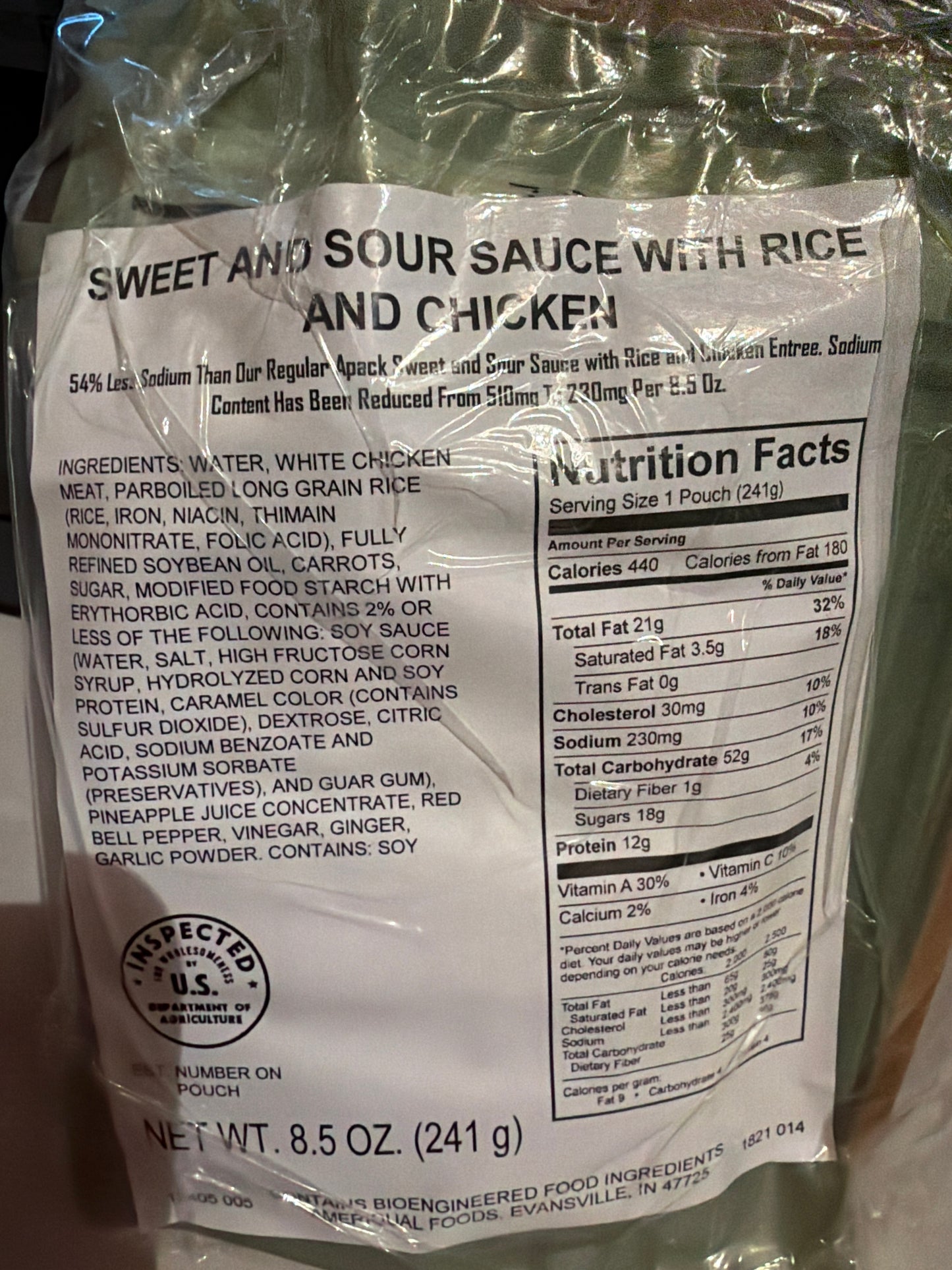 APack – Civilian Ready-to-Eat Meals kit w/ Flameless Heater (Reduced Sodium)