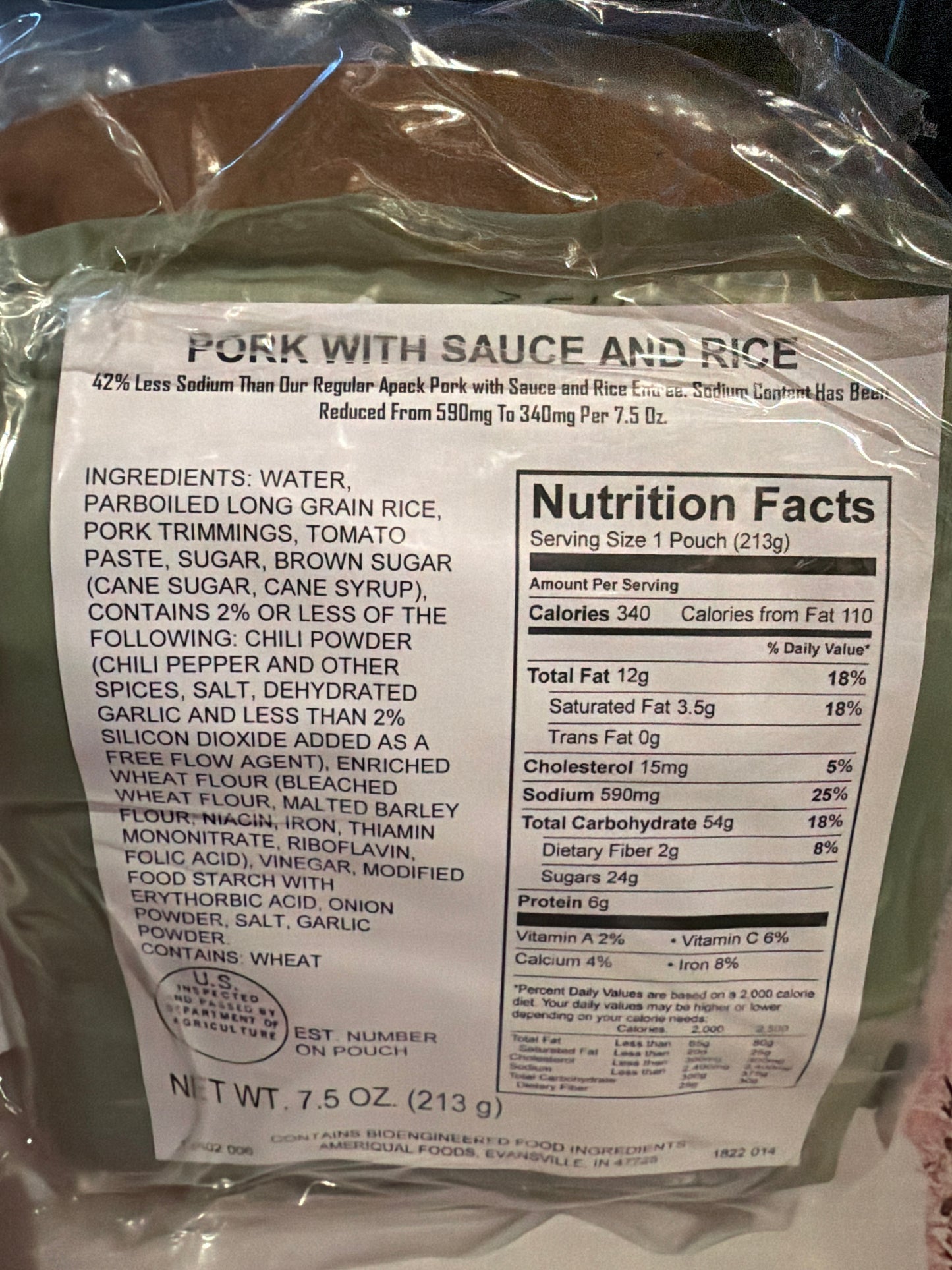 APack – Civilian Ready-to-Eat Meals kit w/ Flameless Heater (Reduced Sodium)