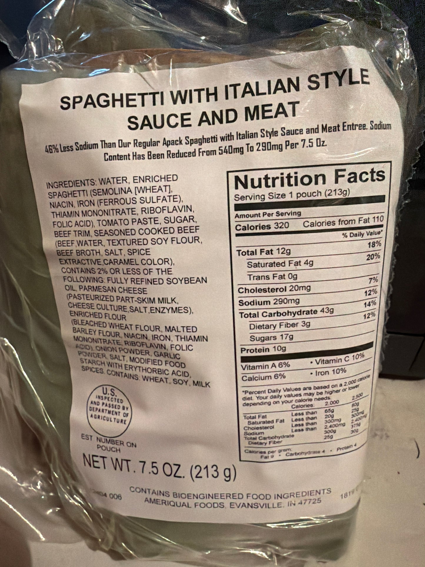 APack – Civilian Ready-to-Eat Meals kit w/ Flameless Heater (Reduced Sodium)