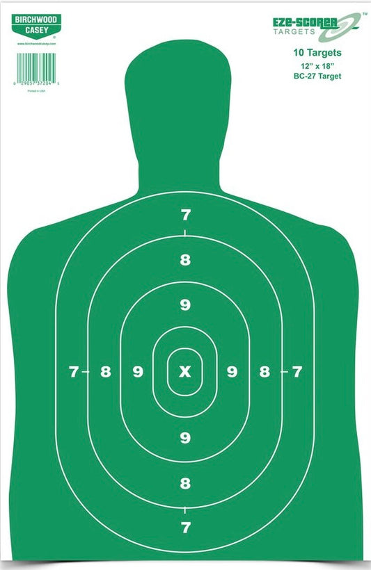 Mini Silhouette Targets – BC-27 EZE-Scorer Paper Targets (12” x 18”) – 10 Pack