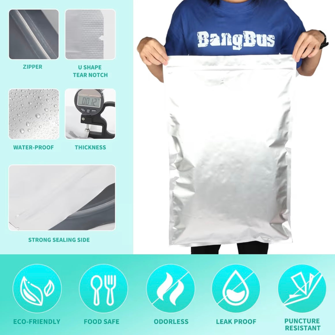 12 Mil (6 Mil Per Side) 5-Gallon Bucket Capable Mylar Food Storage Bag – Heavy-Duty Heat Sealable Food-Grade Storage