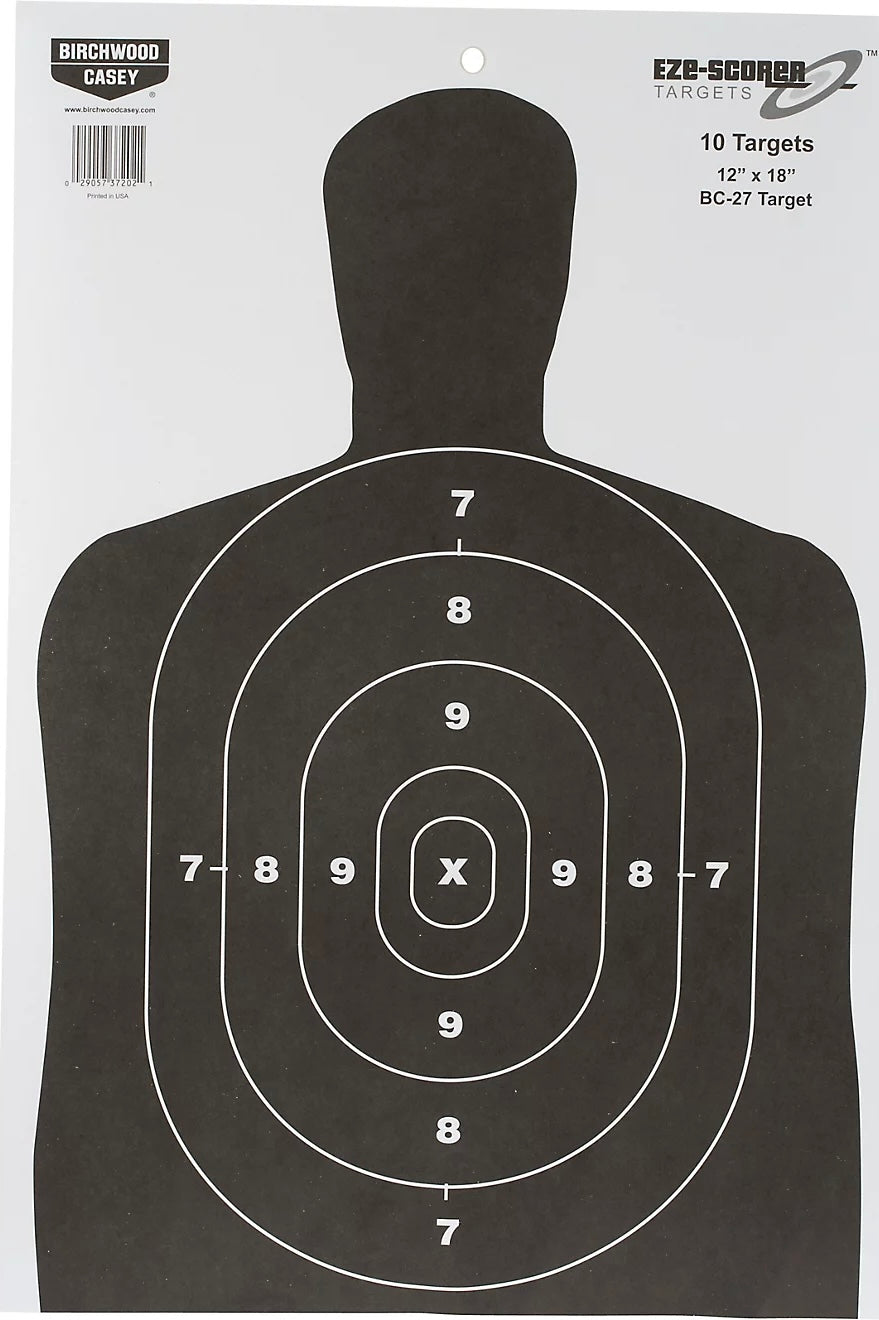 Mini Silhouette Targets – BC-27 EZE-Scorer Paper Targets (12” x 18”) – 10 Pack