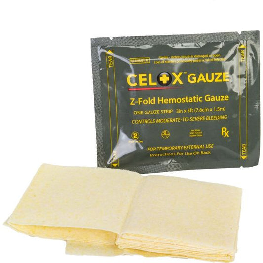 Celox™ Hemostatic Gauze – Z-Fold Bleeding Control Dressing (3” x 5 ft)