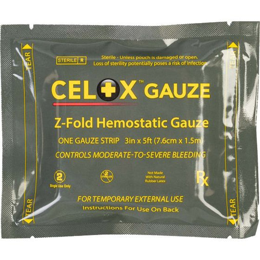 Celox™ Hemostatic Gauze – Z-Fold Bleeding Control Dressing (3” x 5 ft)