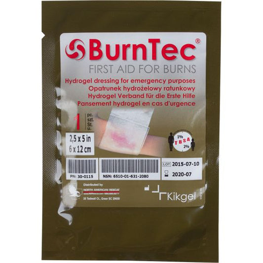 BurnTec Hydrogel Burn Dressing – Emergency First Aid Burn Pad (2.5” x 5”) | Sterile Cooling Burn Care