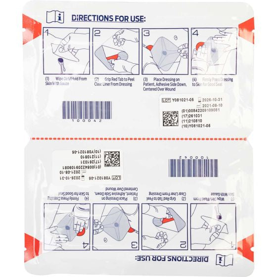 HyFin® Vent Compact Chest Seal Twin Pack – Vented Occlusive Dressing for Penetrating Chest Wounds (2 Pack)