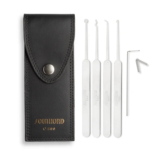SouthOrd C500 Compact Lock Pick Set – Stainless Steel Kit w/ Leather Case (Made in USA)