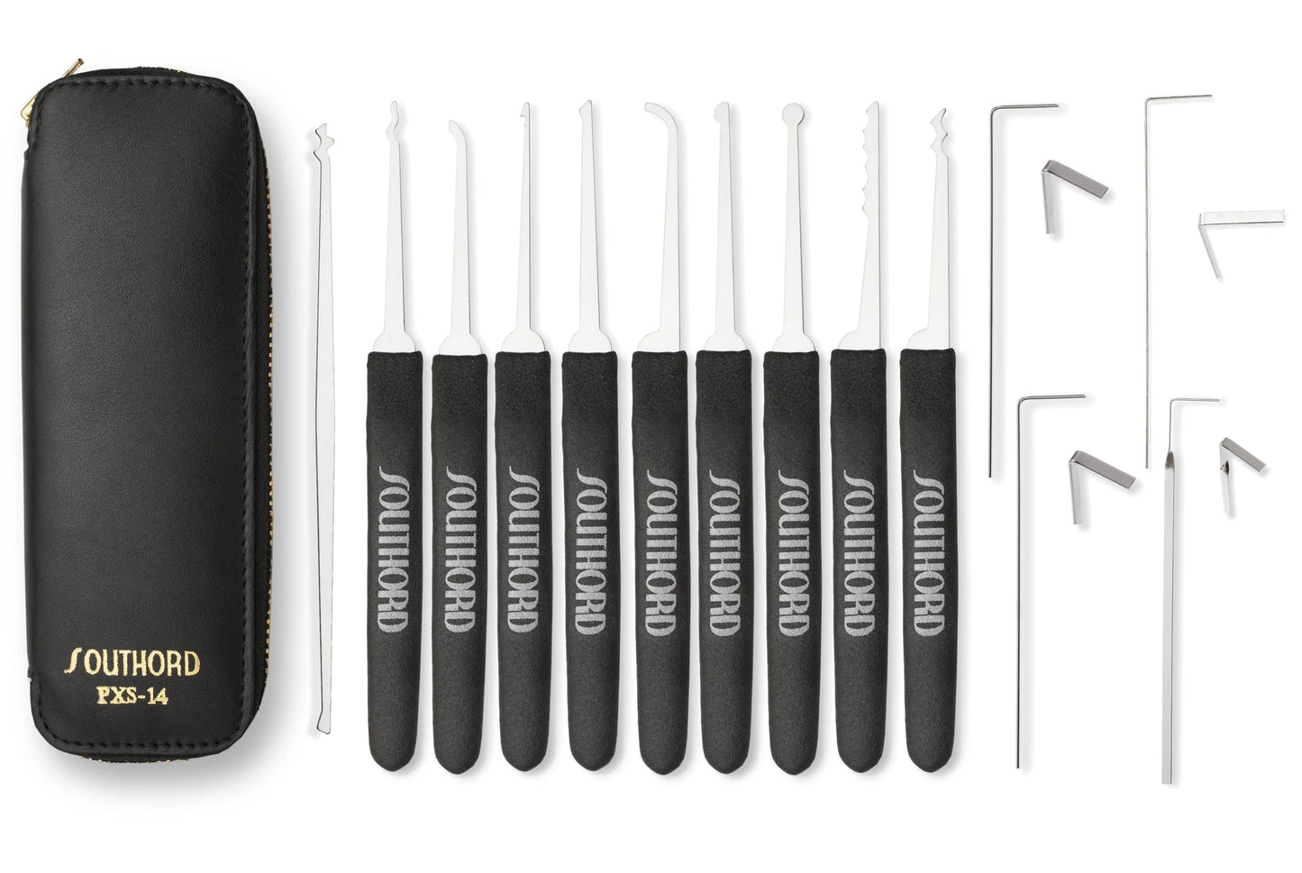 SouthOrd PXS-14 Professional Lock Pick Set – Full Stainless Steel Kit w/ Zipper Case (Made in USA)