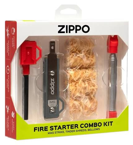 Zippo Fire Starter Combo Kit – Ferro Rod, Tinder & Bellows Survival Set